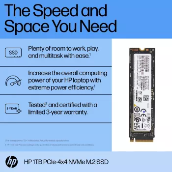 HP 1TB PCIe-4x4 NVMe unidad de estado sólido, 1 TB, M.2