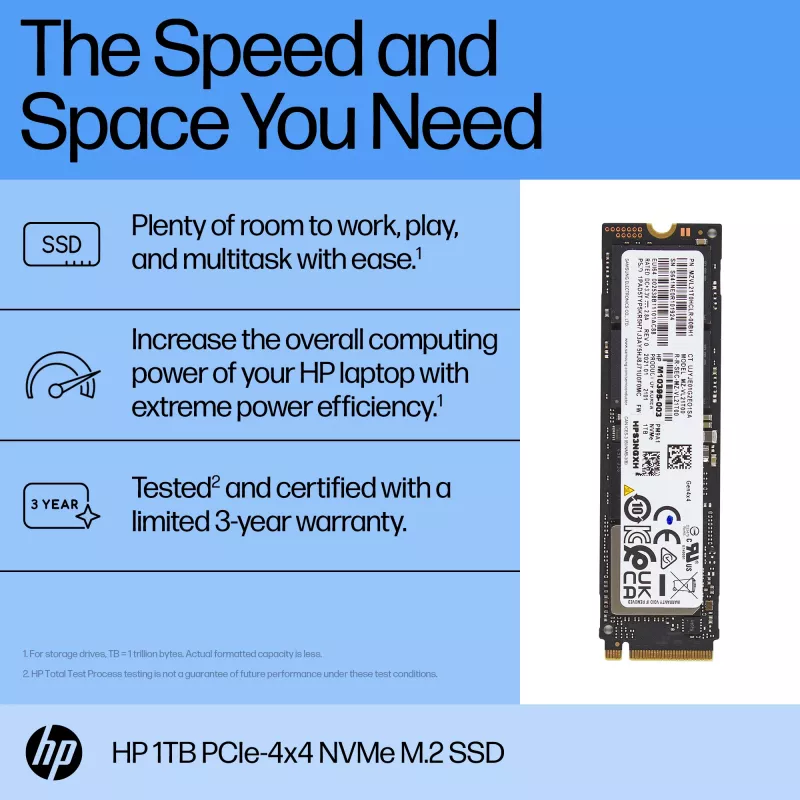 HP 1TB PCIe-4x4 NVMe unidad de estado sólido, 1 TB, M.2
