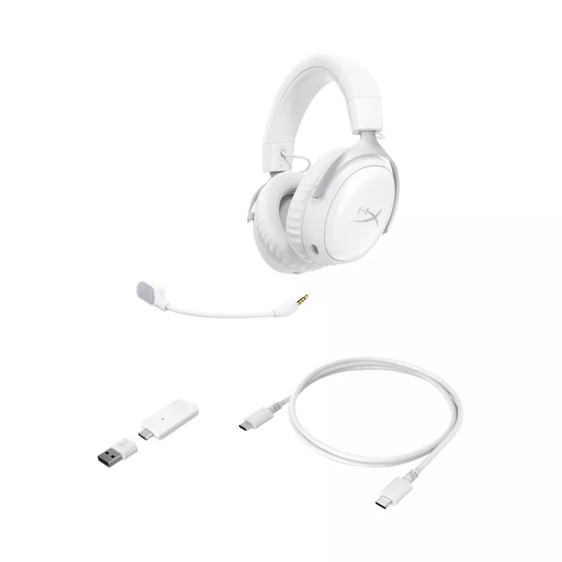 HyperX Cloud III S - Auriculares gaming inalámbricos (blanco), inalámbricos, 20 - 20000 Hz, gaming, 340 g, auriculares, blanco