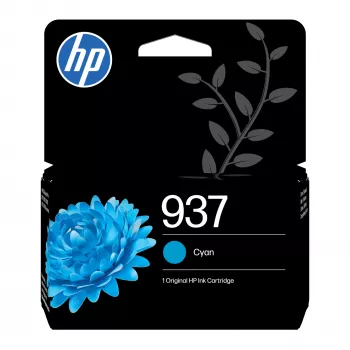 HP 937 cartucho de tinta original cian, rendimiento estándar, cian, 1 ud., 800 páginas, pack individual