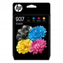 HP 937 pack de 4 cartuchos de tinta originales CMYK, rendimiento estándar, negro, cian, magenta, amarillo, 4 uds., 1250 páginas, 800 páginas, pack combinado