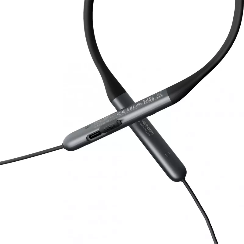 Verbatim TruSound ANC auriculares de cuello negro, inalámbricos, 20 - 20000 Hz, música/uso diario, 46,5 g, auricular, negro