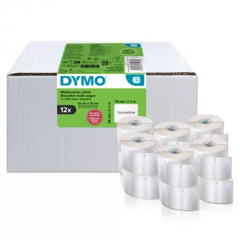 DYMO Authentic LabelWriter etiquetas multiuso | 54 mm x 70 mm | autoadhesivas | 12 rollos con 320 etiquetas Easy-Peel (3.840 unidades) | para impresoras de etiquetas LabelWriter | fabricadas en Europa