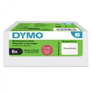 DYMO Original LabelWriter etiquetas multiuso | 54 mm x 70 mm | autoadhesivas | 6 rollos con 320 etiquetas fácilmente despegables cada uno (1.920 unidades) | para impresoras de etiquetas LabelWriter | fabricadas en Europa