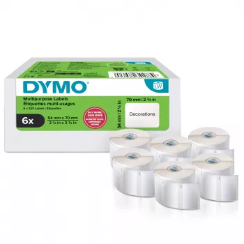 DYMO Original LabelWriter etiquetas multiuso | 54 mm x 70 mm | autoadhesivas | 6 rollos con 320 etiquetas fácilmente despegables cada uno (1.920 unidades) | para impresoras de etiquetas LabelWriter | fabricadas en Europa