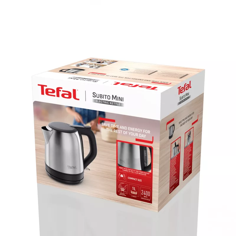 Tefal Subito Mini KO5S2DE0 hervidor 1 L 2400 W negro, acero inoxidable