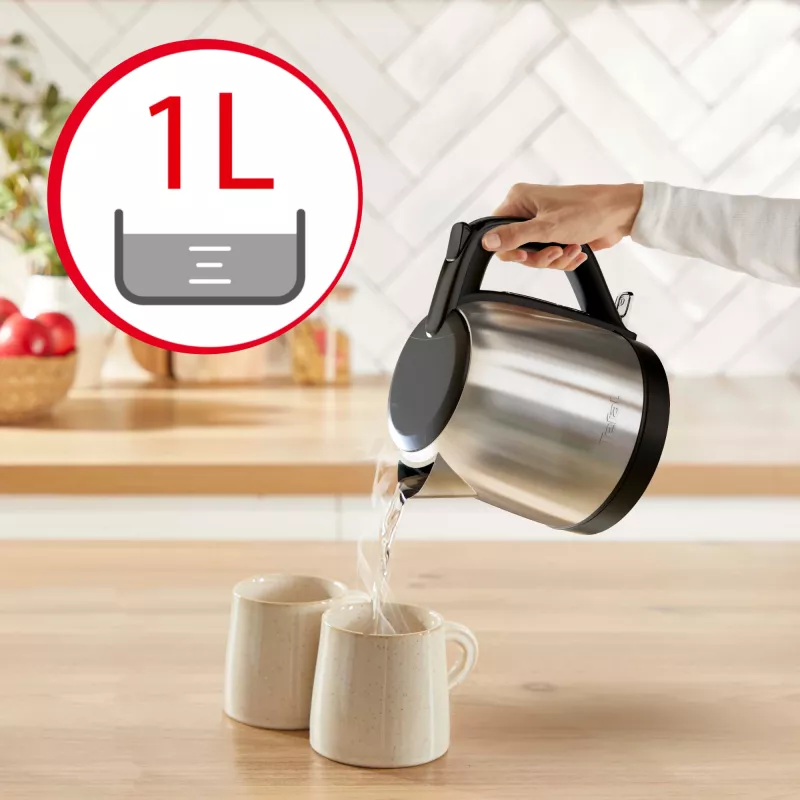 Tefal Subito Mini KO5S2DE0 hervidor 1 L 2400 W negro, acero inoxidable