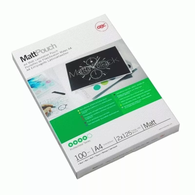 GBC funda de laminar A4 mate 100 micras, mate, A4, 216 mm, 0,2 mm, 303 mm, 100 uds.