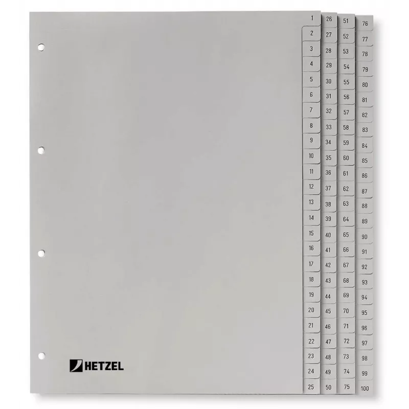 Rexel separador de PP, gris, numérico, separador de pestañas numérico, polipropileno (PP), gris, A4, 226 mm, 297 mm