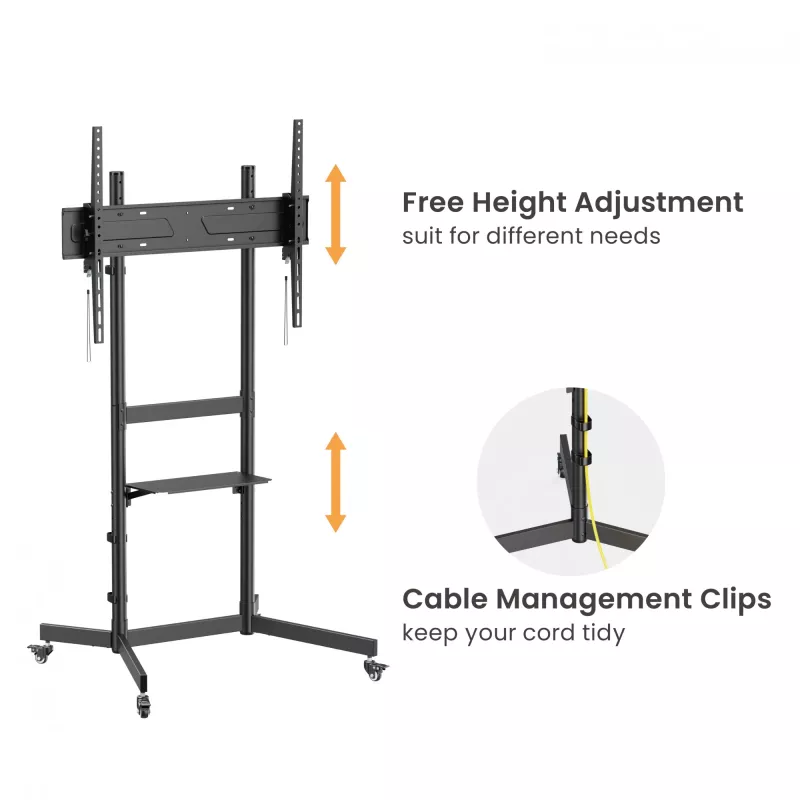 Equip Economy soporte de TV con ruedas 55 inch - 100 inch, 2,54 m (100 inch), 100 x 100 mm, 800 x 600 mm, -10 - 5°, plástico, acero inoxidable, negro