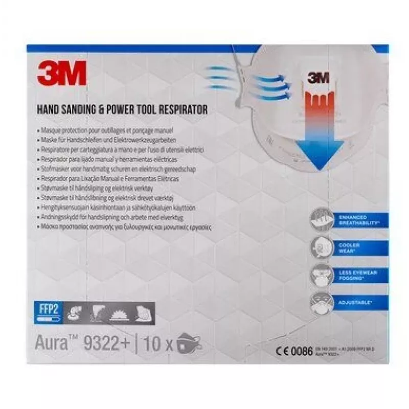 3M 9322PRO10 mascarilla antipolvo 10 uds. cesta FFP2