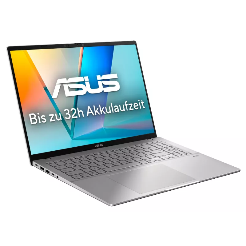 ASUS Vivobook S16 S3607QA-SH095W Copilot+ PC Snapdragon X1-26-100 Portátil 40,6 cm (16 inch) WUXGA 16 GB LPDDR5x-SDRAM 1 TB SSD Wi-Fi 6E (802.11ax) Windows 11 Home Alemán Plata