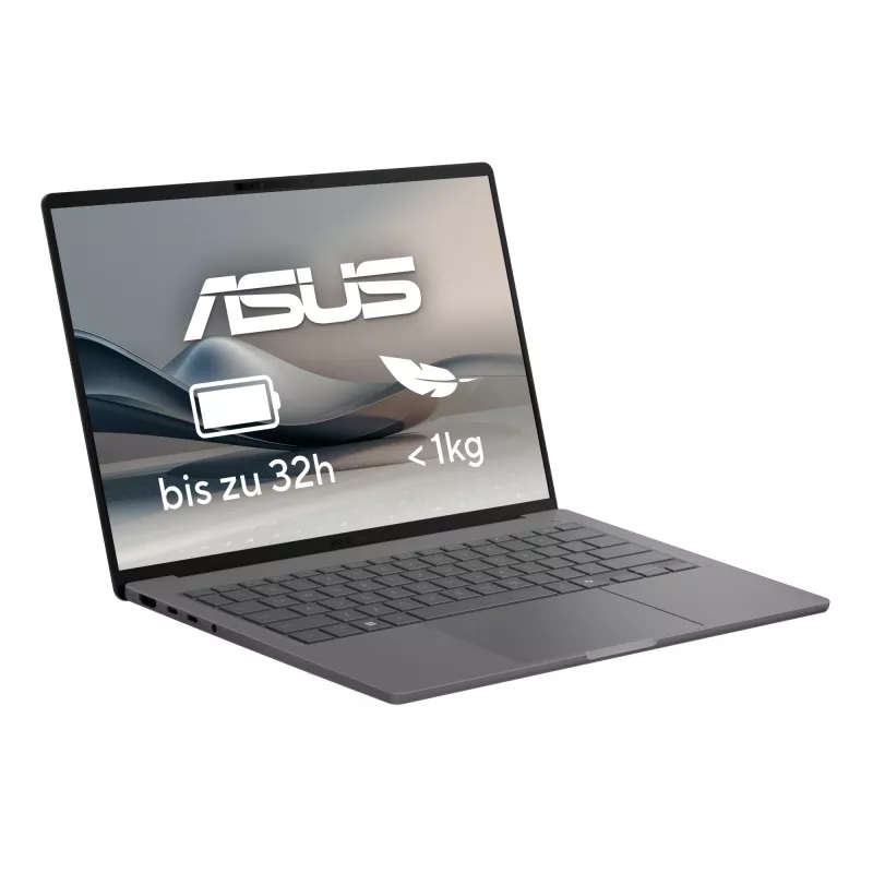ASUS Zenbook A14 UX3407QA-QD496W Copilot+ PC Snapdragon X1-26-100 Portátil 35,6 cm (14 inch) WUXGA 32 GB LPDDR5x-SDRAM 1 TB SSD Wi-Fi 6E (802.11ax) Windows 11 Home Gris Alemán