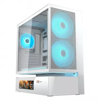 COUGAR Caja Midi Tower, CFV235 Vision, ARGB, Pantalla LCD, Mesh, Blanco