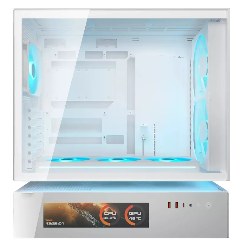 COUGAR Caja Midi Tower, CFV235 Vision, ARGB, Pantalla LCD, Mesh, Blanco