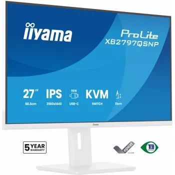 iiyama ProLite XB2797QSNP-W1 Monitor de ordenador IPS-LCD 27 inch 68,6 cm (27 inch) 2560 x 1440 píxeles Quad HD Blanco