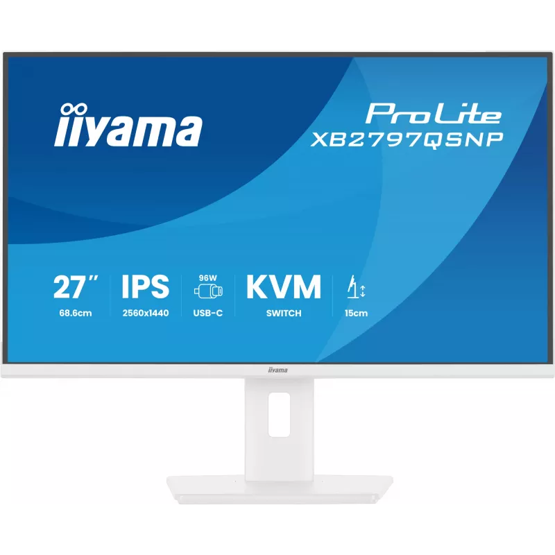 iiyama ProLite XB2797QSNP-W1 Monitor de ordenador IPS-LCD 27 inch 68,6 cm (27 inch) 2560 x 1440 píxeles Quad HD Blanco