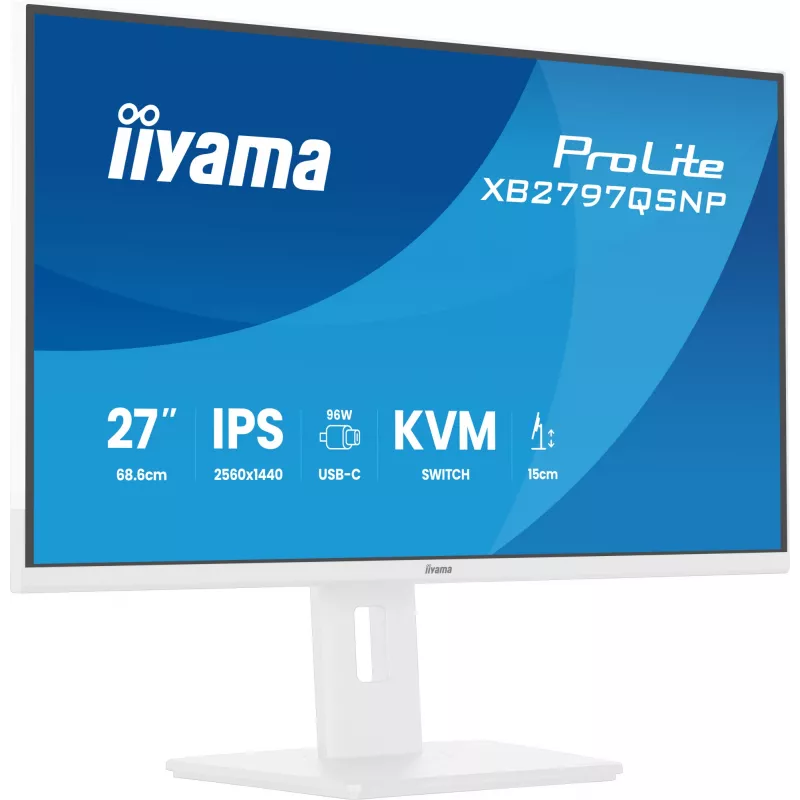 iiyama ProLite XB2797QSNP-W1 Monitor de ordenador IPS-LCD 27 inch 68,6 cm (27 inch) 2560 x 1440 píxeles Quad HD Blanco