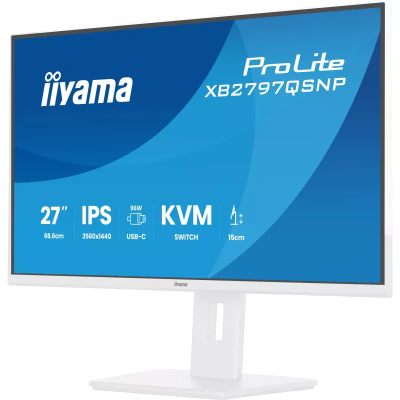 iiyama ProLite XB2797QSNP-W1 Monitor de ordenador IPS-LCD 27 inch 68,6 cm (27 inch) 2560 x 1440 píxeles Quad HD Blanco