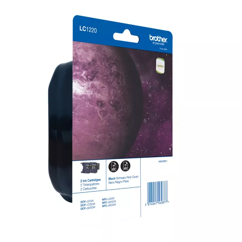 Brother LC1220BKBP2DR Cartucho de tinta 2 uds. Original Negro