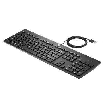 HP teclado USB Business delgado, tamaño completo (100%), con cable, USB, negro