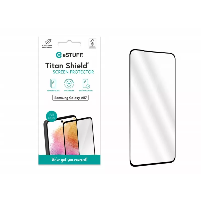 eSTUFF Samsung Galaxy A57 Protector de pantalla. Cobertura total de cristal templado. Titan Shield 1 ud.
