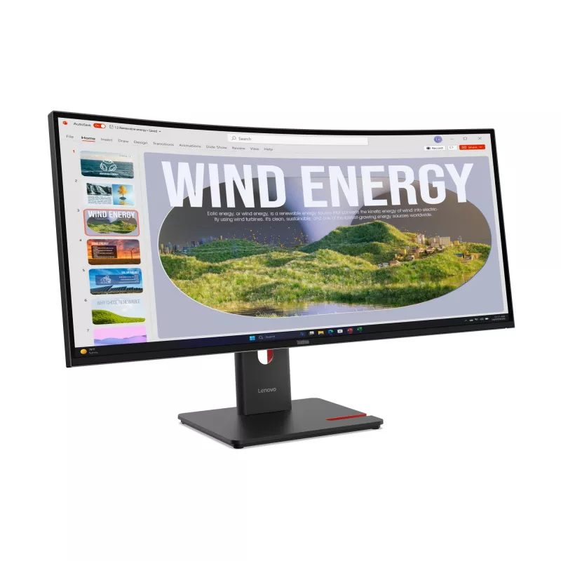 Lenovo ThinkVision T34WD-40 Monitor, 86,4 cm (34 inch), 3440 x 1440 píxeles, Wide Quad HD, LED, 6 ms, Negro
