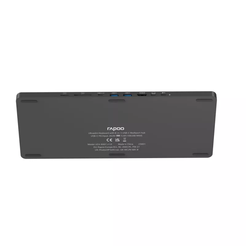 Rapoo UCK-6001 Teclado ultrafino con adaptador multipuerto USB-C 8 en 1, QWERTZ