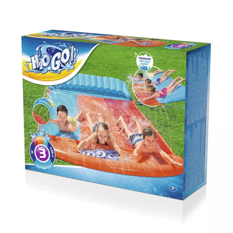 Bestway H2OGO! Tobogán triple con rampa Tsunami Splash 4,88 m