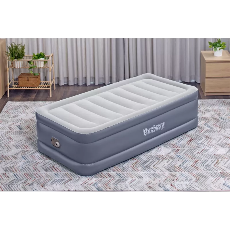 Bestway Tritech colchón de aire Twin con bomba AC integrada y revestimiento antimicrobiano 1,91 m x 97 cm x 51 cm