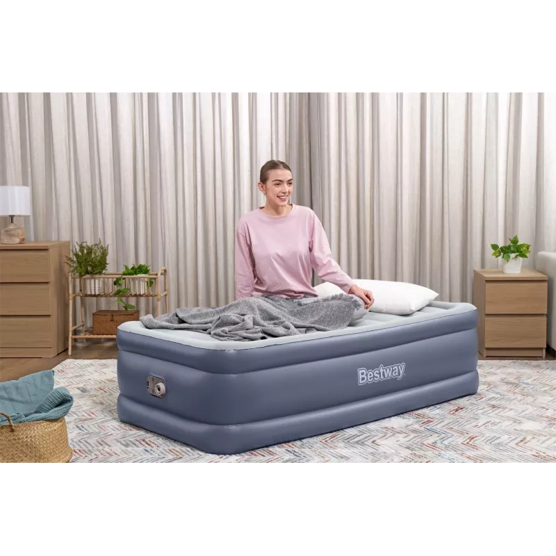 Bestway Tritech colchón de aire Twin con bomba AC integrada y revestimiento antimicrobiano 1,91 m x 97 cm x 51 cm
