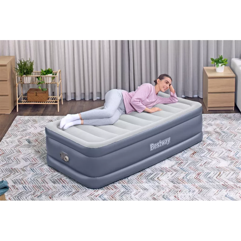 Bestway Tritech colchón de aire Twin con bomba AC integrada y revestimiento antimicrobiano 1,91 m x 97 cm x 51 cm