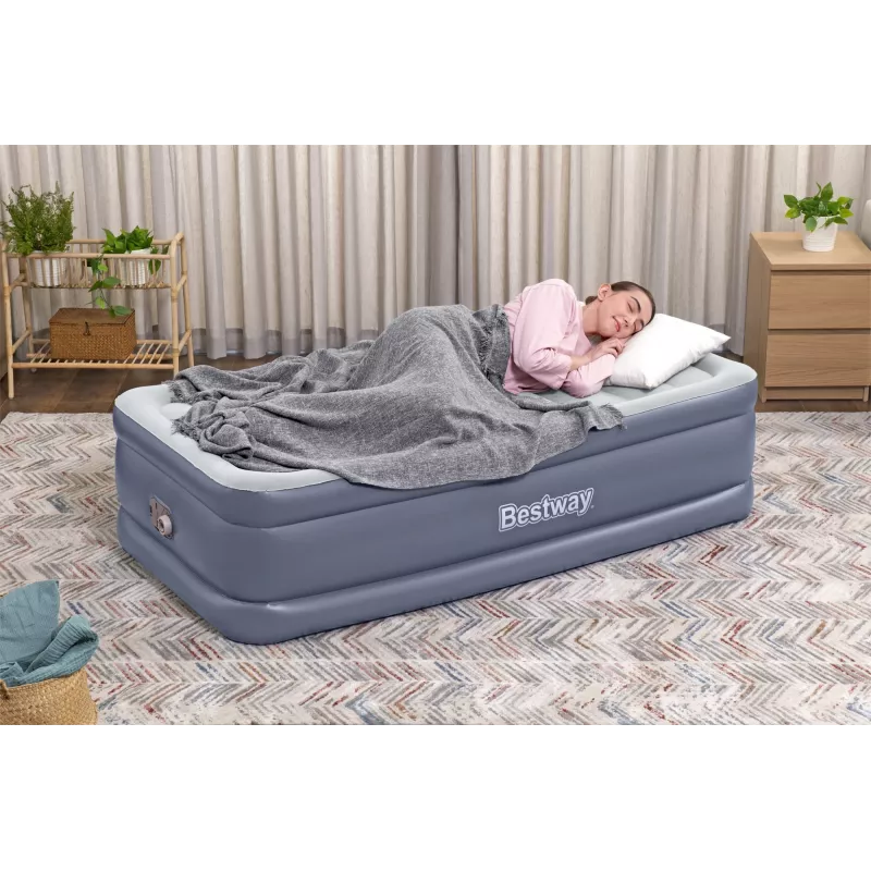 Bestway Tritech colchón de aire Twin con bomba AC integrada y revestimiento antimicrobiano 1,91 m x 97 cm x 51 cm