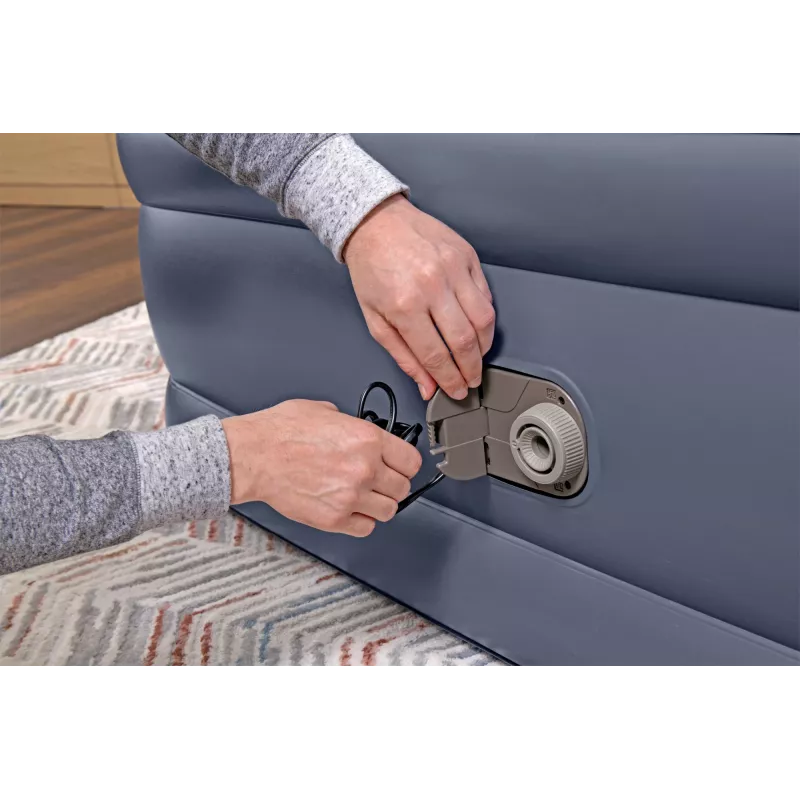 Bestway Tritech colchón de aire Queen con bomba AC integrada y revestimiento antimicrobiano 2,03 m x 1,52 m x 51 cm