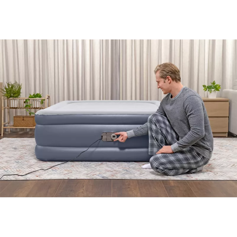 Bestway Tritech colchón de aire Queen con bomba AC integrada y revestimiento antimicrobiano 2,03 m x 1,52 m x 51 cm