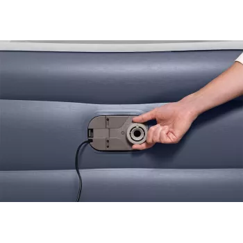 Colchón de aire Bestway Tritech SleekFlow con cabecera Queen, bomba AC integrada y recubrimiento antimicrobiano 2,26 m x 1,52 m x 84 cm