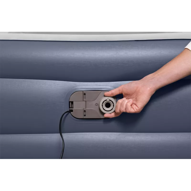 Colchón de aire Bestway Tritech SleekFlow con cabecera Queen, bomba AC integrada y recubrimiento antimicrobiano 2,26 m x 1,52 m x 84 cm