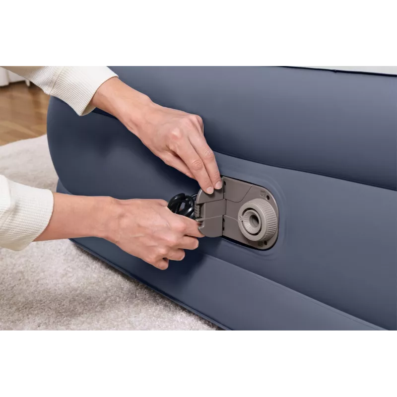 Colchón de aire Bestway Tritech SleekFlow con cabecera Queen, bomba AC integrada y recubrimiento antimicrobiano 2,26 m x 1,52 m x 84 cm