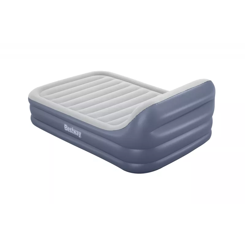 Colchón de aire Bestway Tritech SleekFlow con cabecera Queen, bomba AC integrada y recubrimiento antimicrobiano 2,26 m x 1,52 m x 84 cm