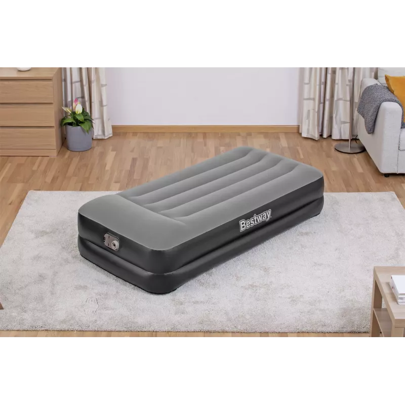 Bestway Tritech Colchón hinchable Twin con bomba AC integrada y recubrimiento antimicrobiano 1,91 m x 97 cm x 46 cm