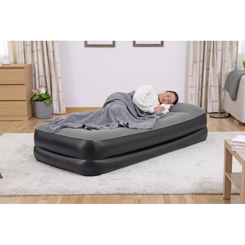 Bestway Tritech Colchón hinchable Twin con bomba AC integrada y recubrimiento antimicrobiano 1,91 m x 97 cm x 46 cm