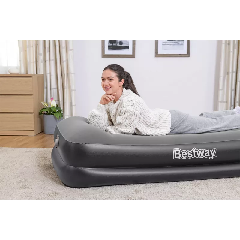 Bestway Tritech Colchón hinchable Twin con bomba AC integrada y recubrimiento antimicrobiano 1,91 m x 97 cm x 46 cm
