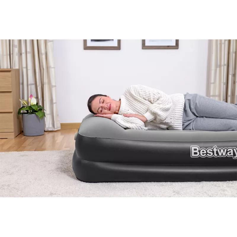 Bestway Tritech Colchón hinchable Twin con bomba AC integrada y recubrimiento antimicrobiano 1,91 m x 97 cm x 46 cm