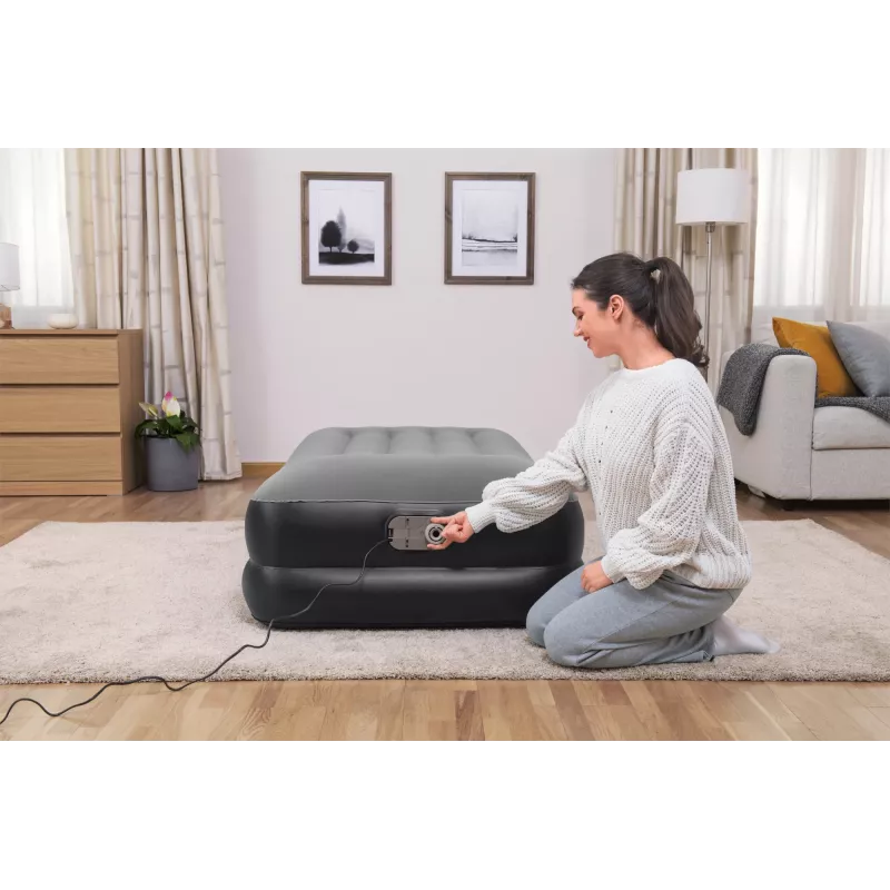 Bestway Tritech Colchón hinchable Twin con bomba AC integrada y recubrimiento antimicrobiano 1,91 m x 97 cm x 46 cm