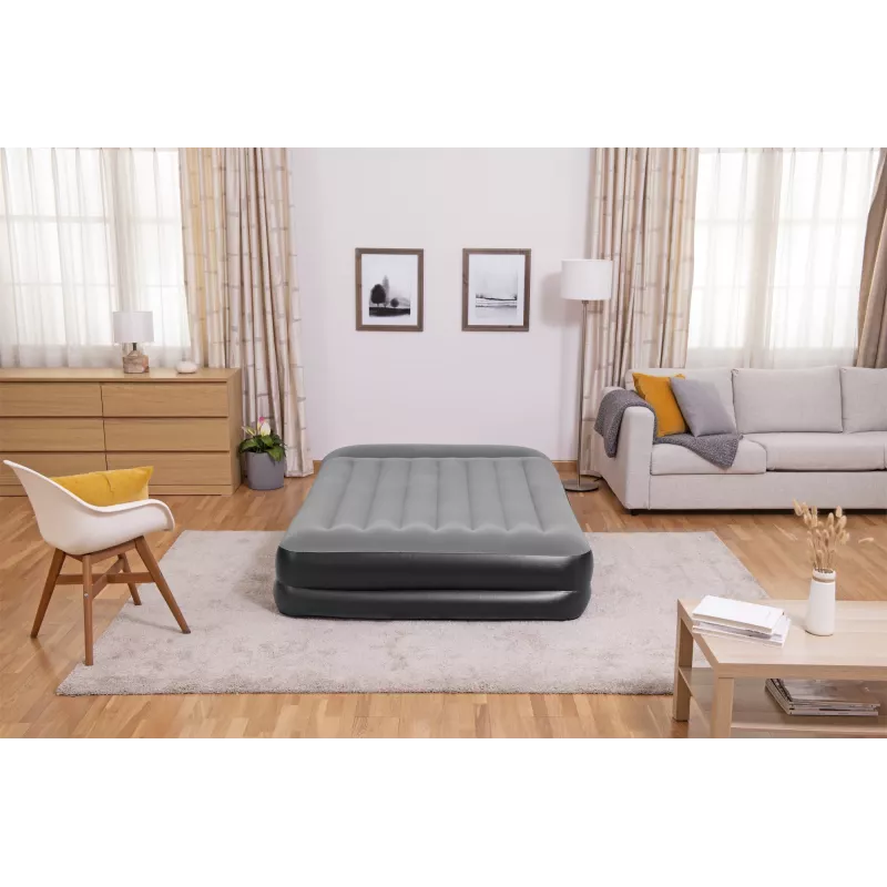 Bestway Tritech Colchón hinchable Queen con bomba AC integrada y recubrimiento antimicrobiano 2,03 m x 1,52 m x 46 cm