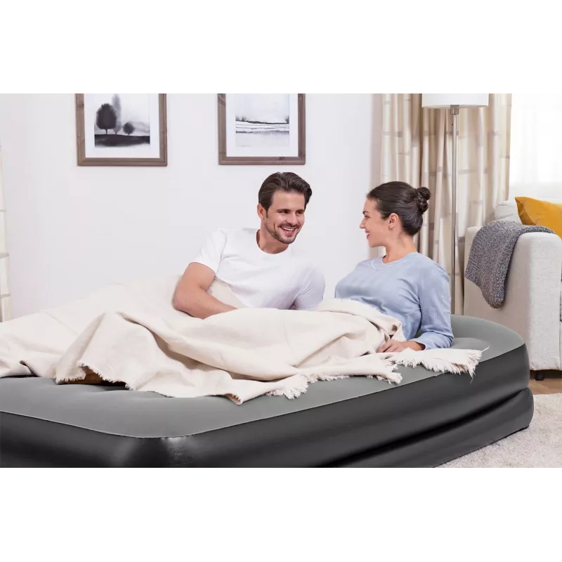 Bestway Tritech Colchón hinchable Queen con bomba AC integrada y recubrimiento antimicrobiano 2,03 m x 1,52 m x 46 cm
