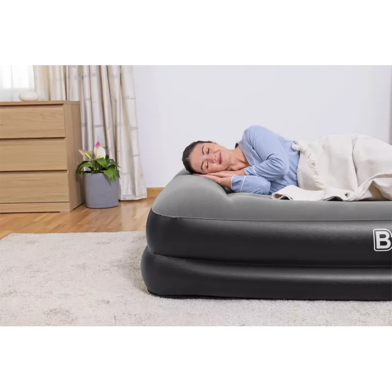Bestway Tritech Colchón hinchable Queen con bomba AC integrada y recubrimiento antimicrobiano 2,03 m x 1,52 m x 46 cm