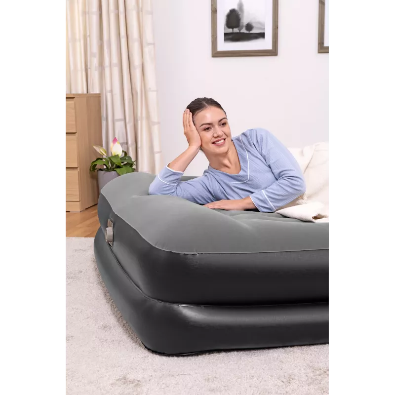 Bestway Tritech Colchón hinchable Queen con bomba AC integrada y recubrimiento antimicrobiano 2,03 m x 1,52 m x 46 cm