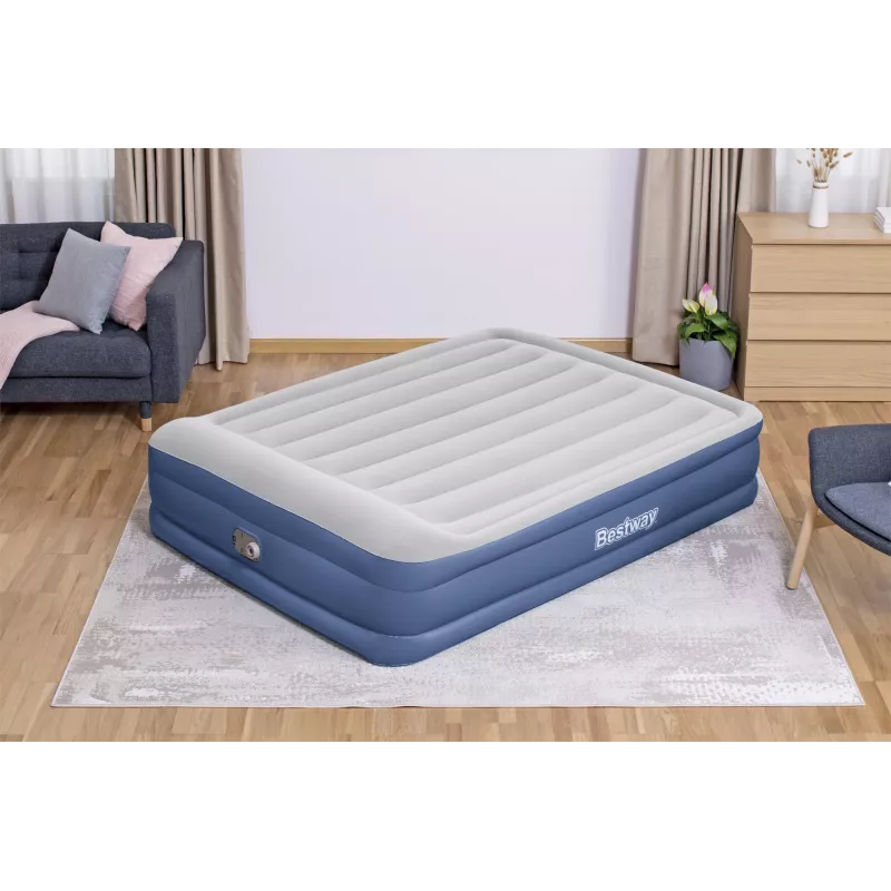 Bestway Tritech Cama hinchable Queen con bomba AC integrada y recubrimiento antimicrobiano 2,03 m x 1,52 m x 46 cm