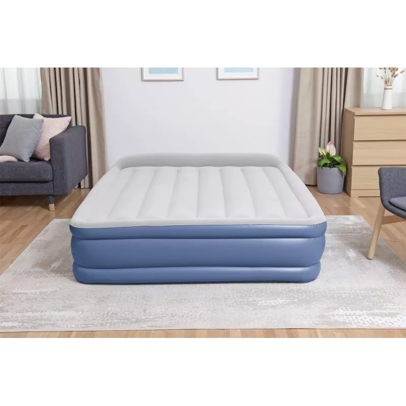 Bestway Tritech Cama hinchable Queen con bomba AC integrada y recubrimiento antimicrobiano 2,03 m x 1,52 m x 46 cm
